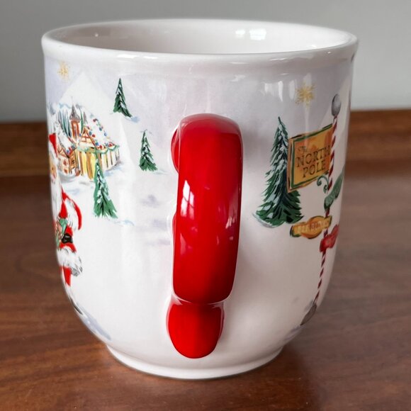 Sur La Table Santa North Pole Mug Christmas Earthenware Coffee Cup Retro Holiday - Picture 7 of 12